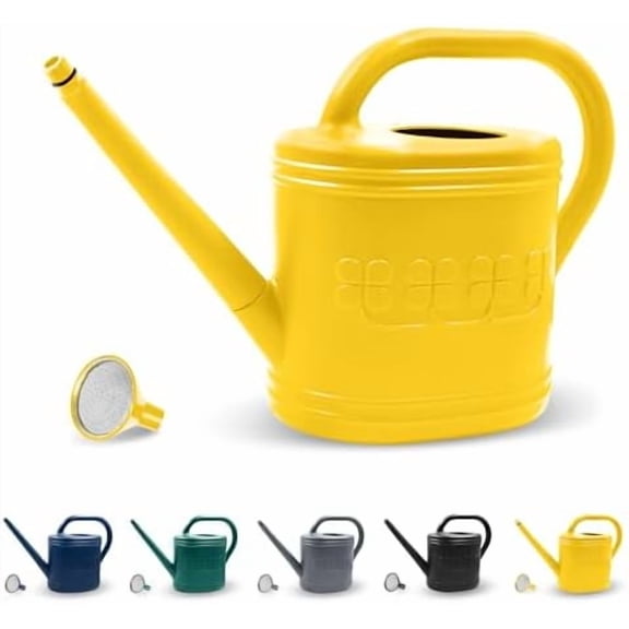 2 Gallon Watering Can, Outdoor Watering Can for Plants, Garden Water Can with Removable Long Spout and Stainless Steel Sprinkler Head, Large Water Can for Greenhouse (Yellow, 2 Gallon)