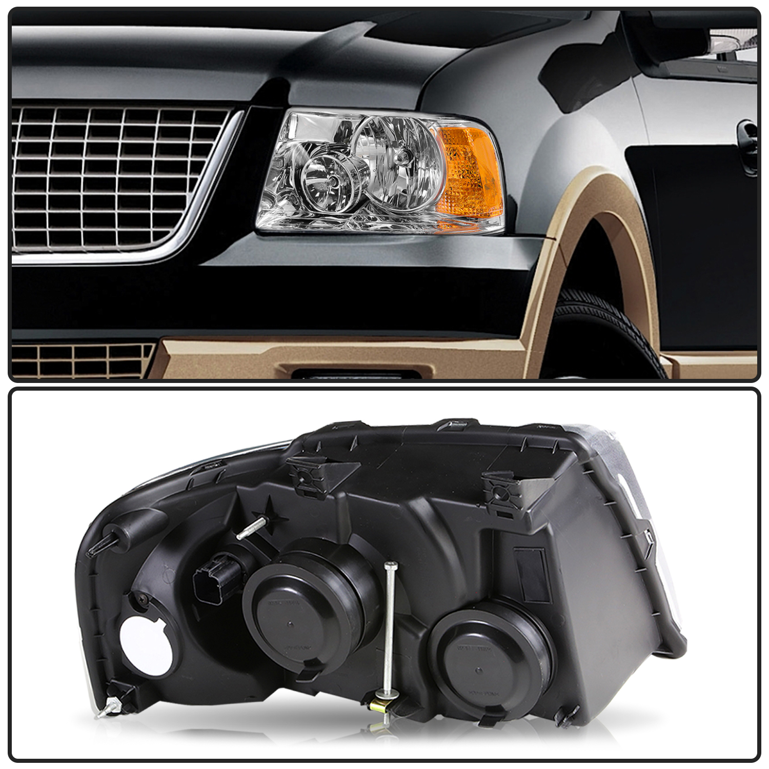 Pair W/Bulb Headlamp For 2003-2006 Ford Expedition Headlights Left & Right Side