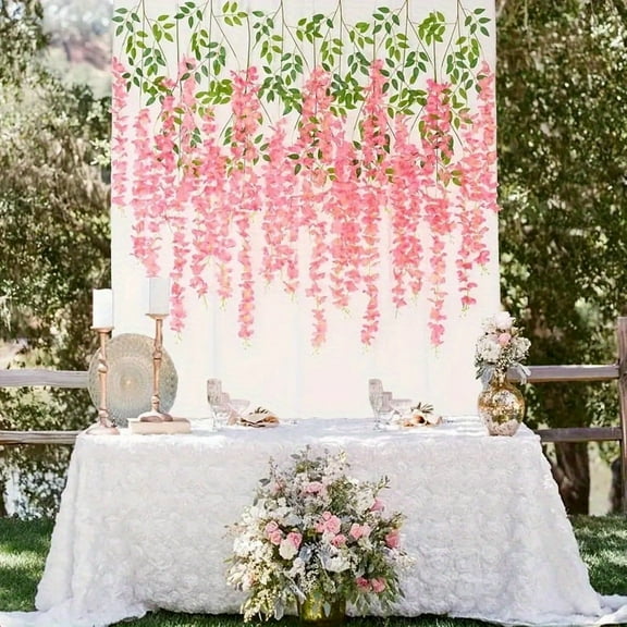 12 Pack Artificial Wisteria Vine Fake Hanging Garland Flowers Home Party Wedding Decor