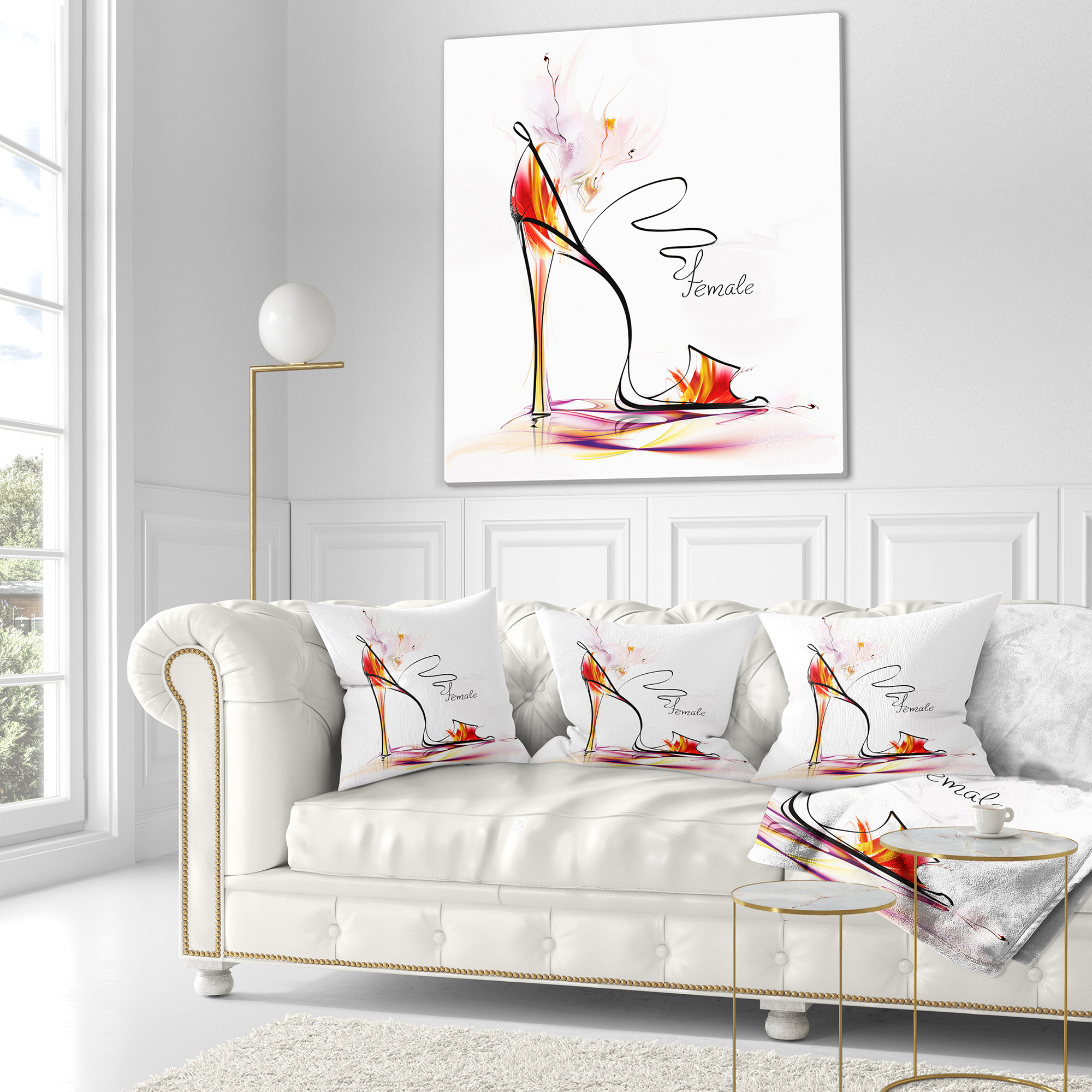 Designart Abstract Red High Heel - Abstract Throw Pillow - 16x16