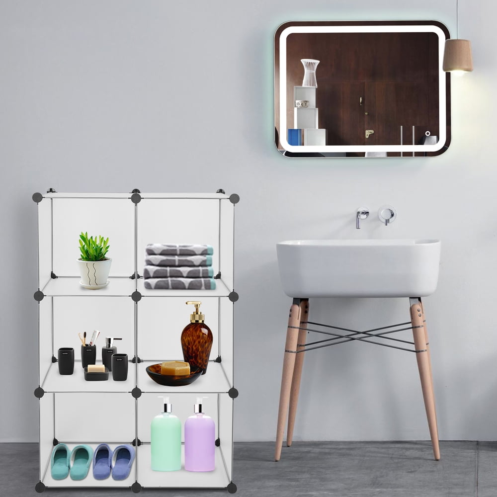 Kepooman Cube Storage Organizer, Plastic Cube Storage Shelves for Bedroom Living Room Office, Book Shelf 6 Cube Storage Unit for Clothes, White Kepooman Cube Storage Organizer, Plastic Cube Storage Shelves for Bedroom Living Room Office, Book Shelf 6 Cube Storage Unit for Clothes, White
