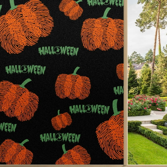 Static Cling Decorative Window Film Frosted Privacy Film Window Clings for Glass Windows No Glue Window Sticker for Bathroom Bedroom Office Happy Halloween