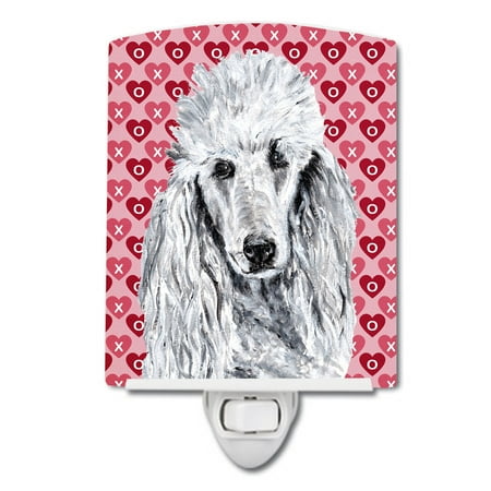 

Caroline s Treasures SC9703CNL White Standard Poodle Hearts and Love Ceramic Night Light 6x4x3 multicolor