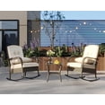 thumbnail image 4 of Silla Mecedora de Ratán – Color Marrón – Cojín Azul – Acero – Resistente a la Intemperie – Jardín o Patio – Exterior, 4 of 6