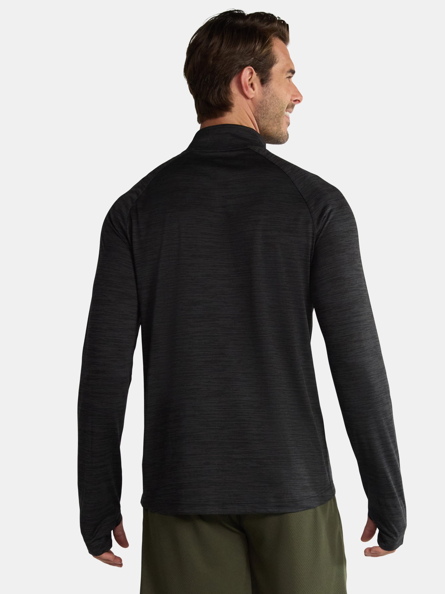 Athletic Works Men's & Big Men's Space Dye Jersey Quarter Zip Long Sleeve Shirt, Sizes S-3XL