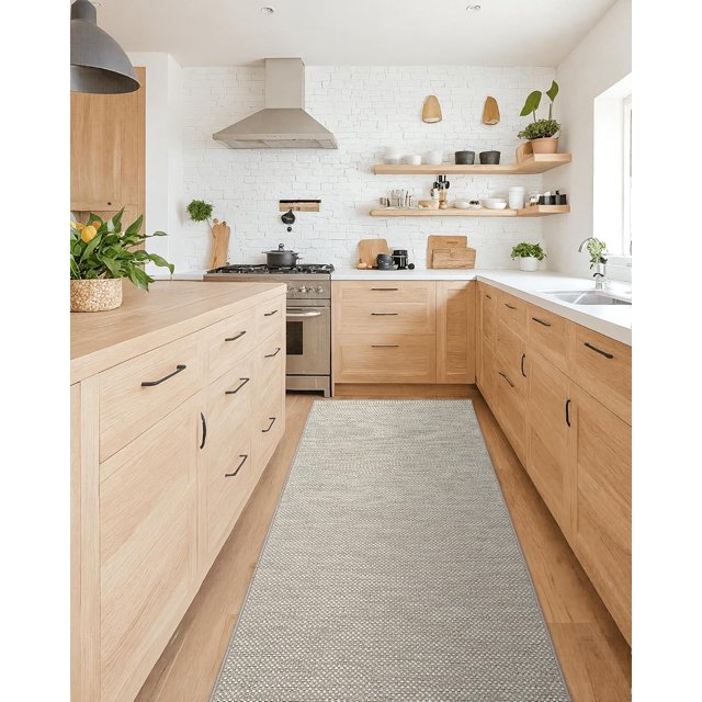 SHIQI-Runners Rugs for Hallway Non Slip (Rubber Backing), Carpet Runners for Hallway Living Room Bedroom, Washable Kitchen Runner Rug, Hallway Runner Rug, 2'x6.9', Khaki(Rolled-up NO Creases)