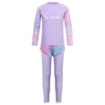 thumbnail image 3 of Yruioon Kids Girls 3pcs Rash Guard Bathing Suit Long Sleeve Printed Beach Surfing Swimsuit Purple 6XL, 3 of 7