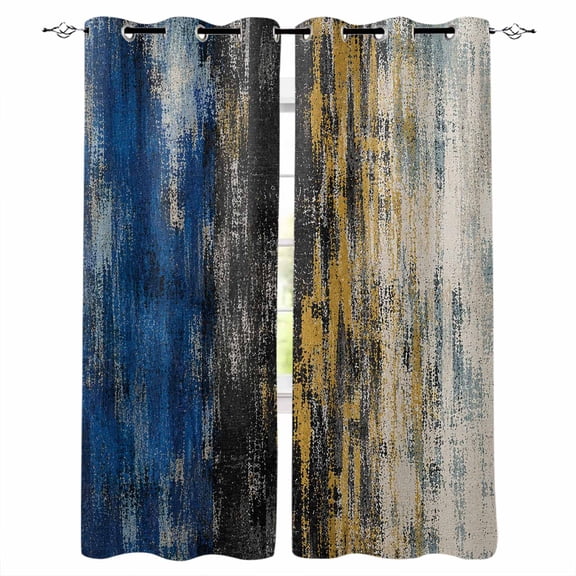 Modern Splash Blackout Curtains Light Blocking Print Window Curtains, Absorbent Vintage Oil Painting Gradient Thermal Insulated Window Drapes for Living Room Kitchen Cafe (2 Panels, 55"W x 39"L)