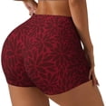 thumbnail image 3 of Athletic Shorts for Women, Burgundy Floral Seam Womens Shorts High Waisted Sport Running Workout Gym, 3 of 8