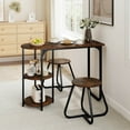 thumbnail image 4 of Costway 3 PCS Dining Table Set, Wooden Metal Kitchen Table & 2 Stools with Storage Shelves Rustic Brown+Black, 4 of 10