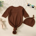 thumbnail image 4 of 2 Pcs Nouveau-Né Fille Garçon Robe Nouée de Retour à la Maison Unisexe Tenue de Nuit Pyjamas, 4 of 6