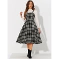 thumbnail image 4 of DARING DIVA Plaid Overalls Vintage Sleeveless A-Line Pinafore Dress XS Black, 4 of 6