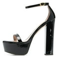 thumbnail image 2 of FSJ Women Open Round Toe Platform Sandals Ankle Strap Block High Heels Sexy Cocktail Party Summer Shoes Size 6.5 Black, 2 of 4