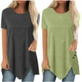 thumbnail image 7 of XMMSWDLA Women's Short Sleeve Casual Scoop Neck Button Side Shirt Blouse Tunic Top Running Shirts Women, 7 of 7