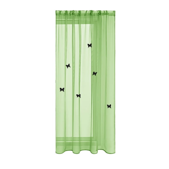 Tunhigl Sheer Curtain with Butterfly Pin Hardware 39x51in for Bedroom Living Room Spring Holiday Decor Blackout Protection 1Pc Green
