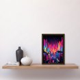 thumbnail image 2 of Neon Light Colour Abstract Metropolis Cityscape at Night Modern Artwork Artwork Framed Wall Art Print A4, 2 of 4