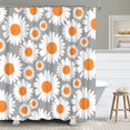 thumbnail image 2 of Daisy Flower Shower Curtain Orange Floral Shower Curtains for Bathroom Decor Hooks Included 72"X72" (Orange), 2 of 5