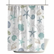 Shower Curtains for Bathroom-72"x84",Nautical Beach Starfish Shell Coral Waterproof Bath Curtain Grommet Shower Curtain Set with Hooks,Coastal Marine Life Washable Bath Accessories
