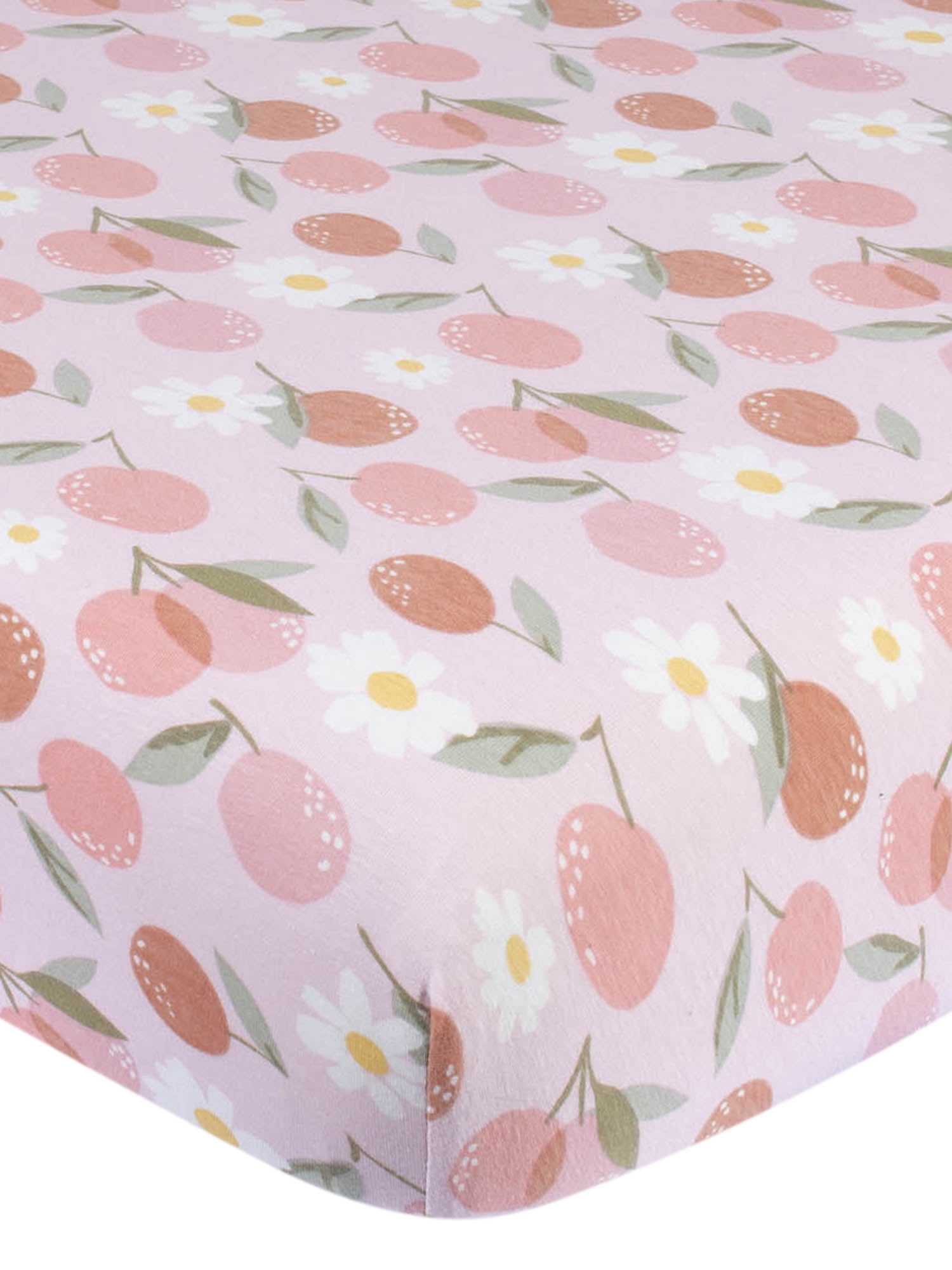 Modern Moments by Gerber Baby & Toddler Girl Ultra Soft Fitted Crib Sheet, Pink Cherries