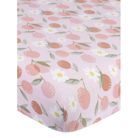 Modern Moments by Gerber Baby & Toddler Girl Ultra Soft Fitted Crib Sheet, Pink Cherries