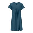 thumbnail image 4 of Plus Size Short Sleeve Dress for Women V-Neck Loose Solid Midi Dress, 4 of 8