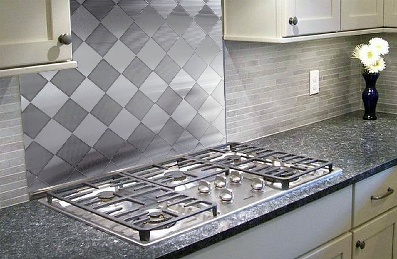 Diamond Weave Decorative Stainless Steel Kitchen Backsplash 24" x 30"