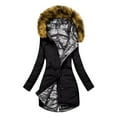 thumbnail image 1 of LOVZFMLL Jackets for Women's Fashionable Hooded Drawstring Collar Long Winter Parka Coat Solid Color Coat, 1 of 2