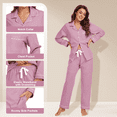 thumbnail image 4 of EA'S SECRET Womens 100% Cotton Pajama Sets Long Sleeve Sleepwear Soft Button Down Loungewear Nightwear Pjs Set with Pocket S-XXL(Dusty Rose,M), 4 of 7