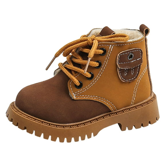 Quealent Boy's Girl's Winter Snow Boots Waterproof Kids Hiking Boots Cold Weather Outdoor Furry Lined Warm Walking Boot Shoes Brown for Size 9.5