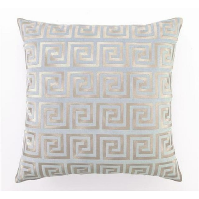 Peking Handicraft 24DL511CC20SQ 20 x 20 in. Greek Key Blue Embroidered Velvet Square Pillow