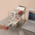 Gongjisey Makeup Case 2 Tier Bathroom Organizer with Dividers Clear ...