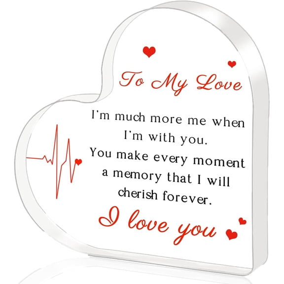 Christmas Gifts for Boyfriend, Girlfriend, Gifts for Her/Him, Engraved Acrylic Heart Gift 4 × 4 × 0.4in,Gifts for Boyfriend, Girlfriend, Husband, Wife