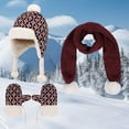 thumbnail image 2 of Splozh Kids Knitted Scarf Winter Fashion Winter Hat Gloves Scarf Set Girls Boys Hats Gloves Knit Set Thick Warm Fleece Lined Brown,2-8 Years, 2 of 7