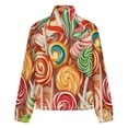 thumbnail image 6 of Jackets for Women Winter Coat Jackets Flannel Stand Collar Jacket(Candy Pattern Rainbow Lollipop,Size:S-4XL), 6 of 7