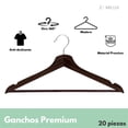 thumbnail image 2 of 20 Ganchos Para Ropa Madera Premium ZOMILUX Perchas para Pantalones con Barra Antideslizante Gancho Giratorio 360°, Caoba, 2 of 5
