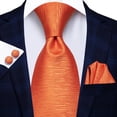thumbnail image 3 of Hi-Tie Solid Orange Ties for Men Wedding Business Silk Necktie with Pocket Square and Cufflinks Set, 3 of 3