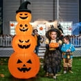 thumbnail image 2 of Costway 8FT Halloween Inflatable Stacked Pumpkins Blow-up Holiday Decoration w/ LED Lights, 2 of 10