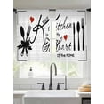 thumbnail image 3 of Kitchen Tableware Semi Sheer Curtains 54 Inch Length 2 Panels Set, Red Love Heart Black Words Vintage Sheer Kitchen Curtain Privacy Voile Window Curtain for Living Room Bedroom Rod Pocket Drapes, 3 of 7