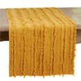 thumbnail image 1 of Saro Lifestyle 16 x 27 in. Fringe Stripe Table Runner, Mustard, Versatile Solid Color Design, 1 of 1