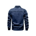 thumbnail image 3 of Frontwalk Men Denim Jacket Long Sleeve Coat Lapel Neck Trucker Jackets Casual Outwear Button Down Navy Blue M, 3 of 6