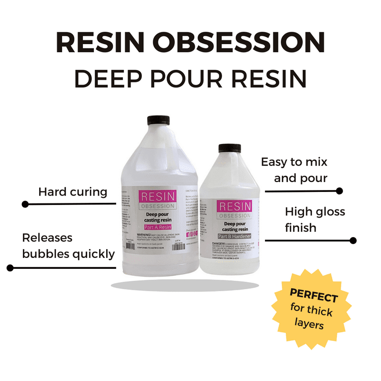 Deep Pour Epoxy Resin 3 Gallon Kit, 2 to 4 Inch Depth Deep Pour Resin High  Gloss