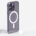 thumbnail image 1 of Clear Magnetic Metal Case for iPhone 14 Pro 6.1 inch.Compatible for MagSafe Feature, with Camera Lens Protector and Safety Lock Metal Aluminum Alloy Bumper Matte Translucent Back C, Darkpurple, 1 of 8