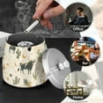 thumbnail image 4 of Yayeee Ashtray with Lid for Cigarette Smokeless Stainless Steel Home Ash Holder, Cowboy Pattern, 4 of 7
