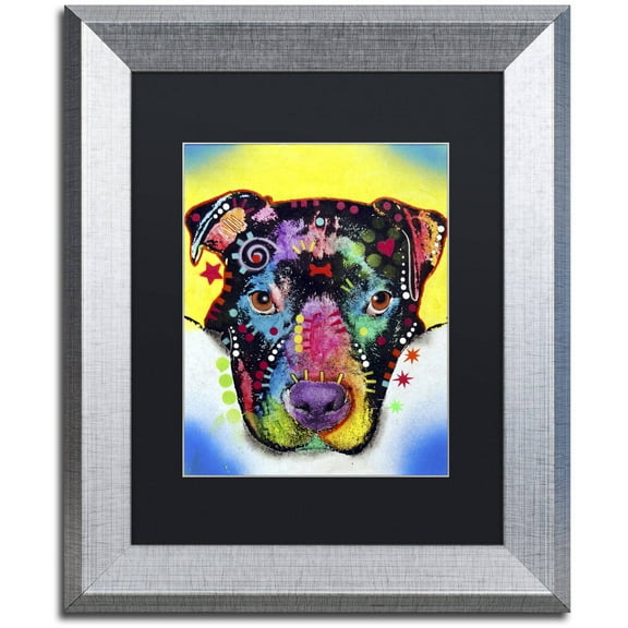 Trademark Fine Art "Otter Pitbull" Canvas Art by Dean Russo, Black Matte, Silver Frame