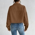 thumbnail image 5 of iHPH7 Corduroy Jacket Women Going Out Jackets for Women Cropped Jacket Women's Outerwear Womens Shacket Collared Jacket Women Fall Jacket Brown L, 5 of 7