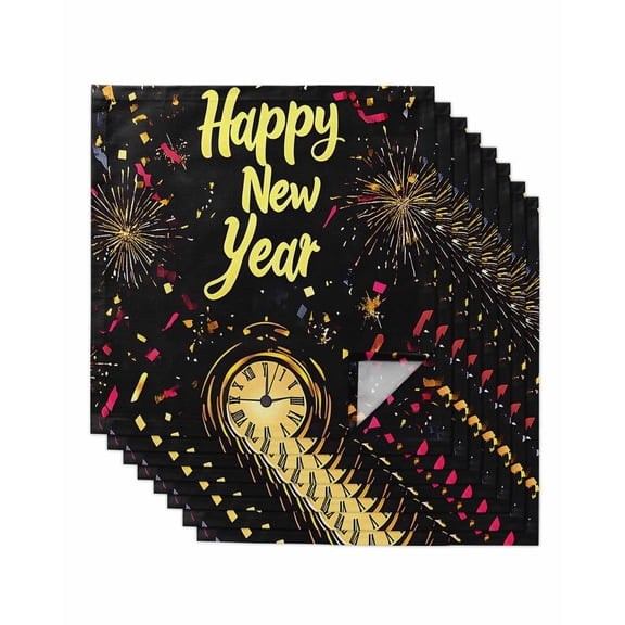 nqOlkjepod Happy New Year Cloth Napkins Set of 8 Reusable Dinner Napkins, Colorful Abstract Art Cocktail Napkin Washable Table Napkins for Wedding/Holiday Party/Baby Shower 20"x20"