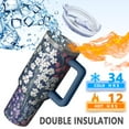 thumbnail image 5 of OBREWU Pioneer Flower Tumbler with Handle and Lid,Pioneer Flower 40oz Double Wall Vacuum Insulated Tumbler,Cups Gift for Women and Men, 5 of 7