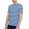 thumbnail image 2 of T-shirt pour hommes INSPIRE CHIC à rayures vintage à col rond et manches courtes 38 Bleu royal, 2 of 7