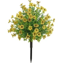 Artificial Boxwood Topiary Ball Trees with Red Flowers for Outdoor with Ground Spike 23", UV Resistant Faux Greenery Shrubs, Fake Plants for Garden, Yard, Porch, Summer Patio Decor (Hot Pink)