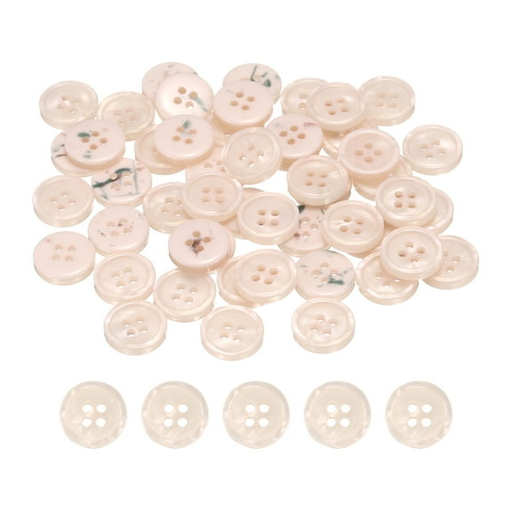 Uxcell 50pcs Sewing Button 15mm 4 Holes Resin Round Crafting Buttons, Light Pink